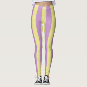 Lila-gelb gestreiftes Muster Leggings