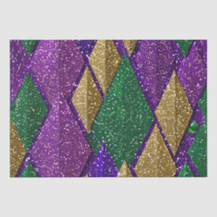 Lila Gelb Grün Mardi Gras Glitter Muster Seidenpapier