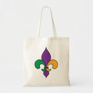 Lila Gelb Grüne Mardi Gras Fleur de Lis Parade Tragetasche