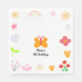 Lila & Gelb Kindergeburtstag Napkins Serviette