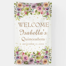 Lila-Gelb-Rosa-Blütengold-Glitzer Quinceañera