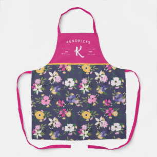 Lila-gelb-rosa-florales Muster Schürze