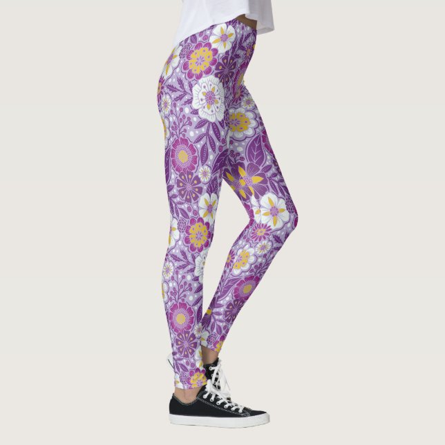 Lila, Gelb und Magenta Leggings (Rechts)