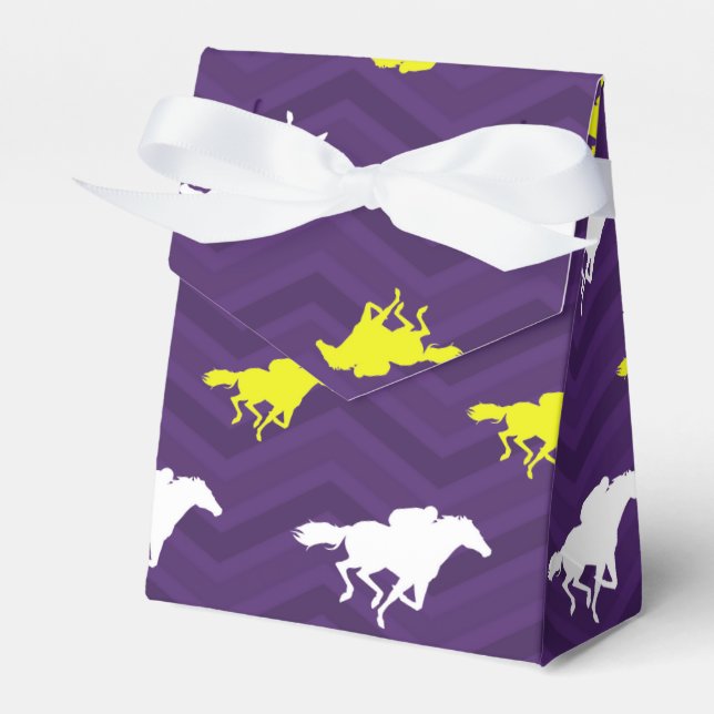 Lila, gelb, weiß, Pferderennen Zickzack Geschenkschachtel (Vorderseite)