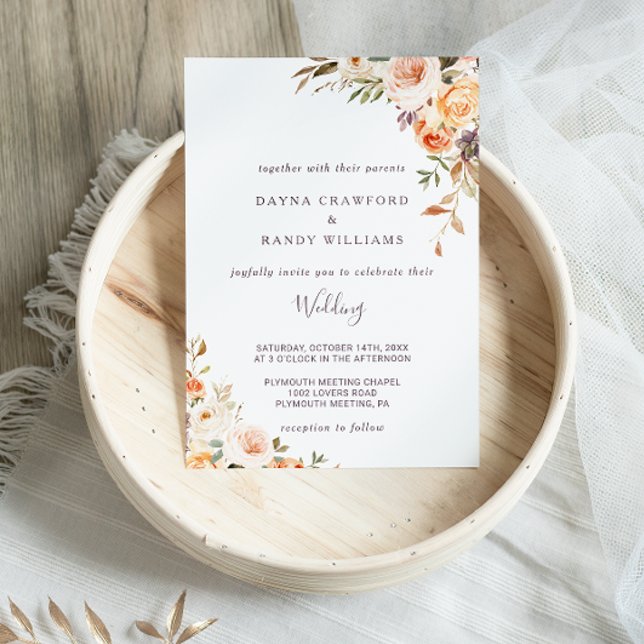 Lila-Gelbblütenblütenhochzeit im Herbst Einladung (Von Creator hochgeladen)