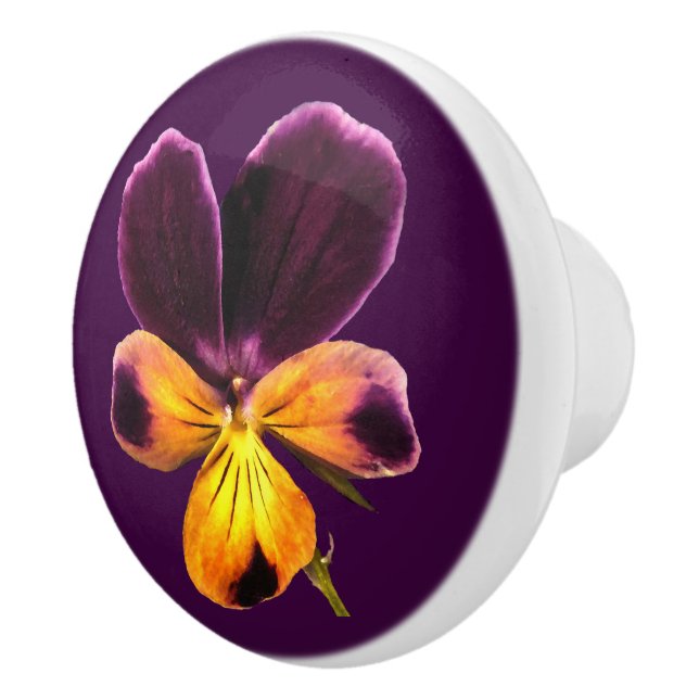Lila Gelbe Blume Keramik Knochen Keramikknauf (Rechts)