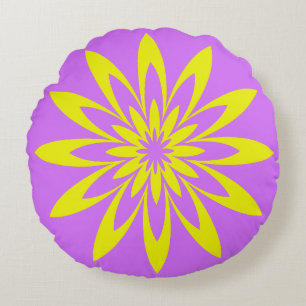 Lila-Gelbe Blume Rundes Kissen