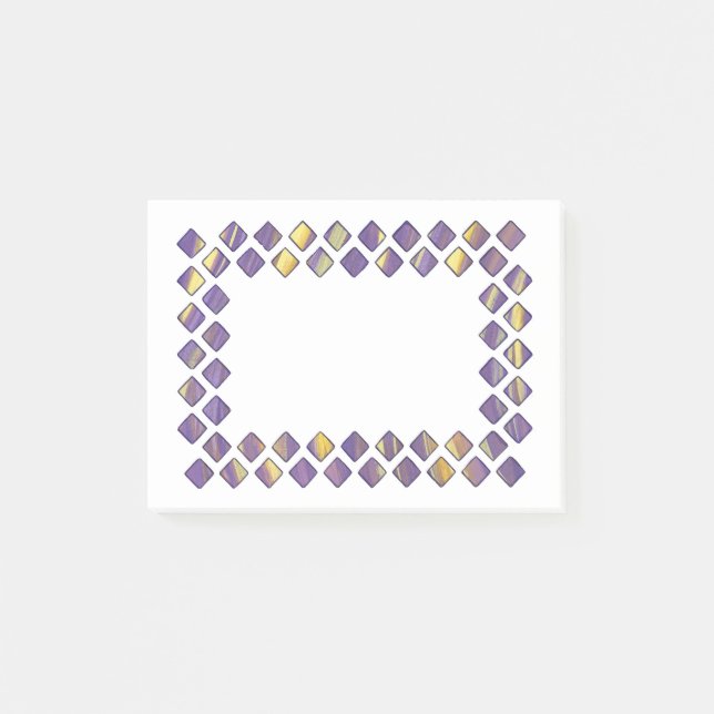 Lila gelbe Diamanten Post it Notes Post-it Klebezettel (Vorderseite)