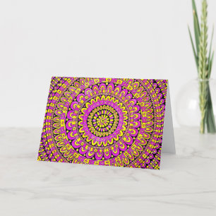 Lila Gelbe Farbe Handgezeichnetes Mandala Karte