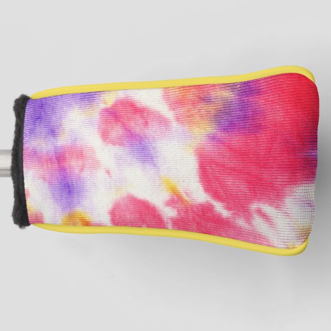 Lila-gelbe gefärbte Krawatte v1 Golf Headcover (Vorderseite)