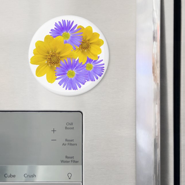 Lila gelbe, gemischte Wildblume Fotos Magnet (In Situ (Kühlschrank))