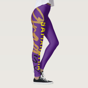 Lila Gelbe Goldfolie Grad Jahr Chic Leggings