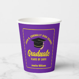 Lila-Gelbe Graduate Custom Graduate Party Pappbecher