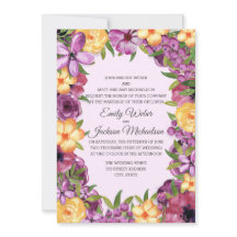 Lila-Gelbe Jewel Tone Blütenzahn Hochzeit