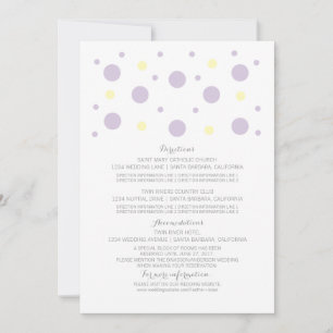 Lila gelbe Konfetti-Hochzeitsinformationskarte Einladung