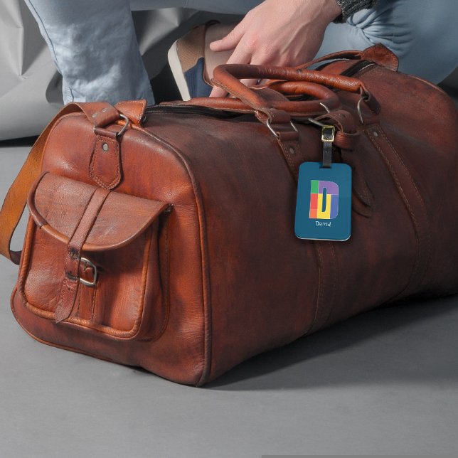 Lila-gelbe Monogram, erste blaue Gepäckanhänger (Von Creator hochgeladen)