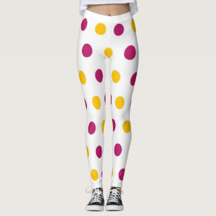 Lila gelbe Polka-Punkte auf weißem, niedlichem un Leggings