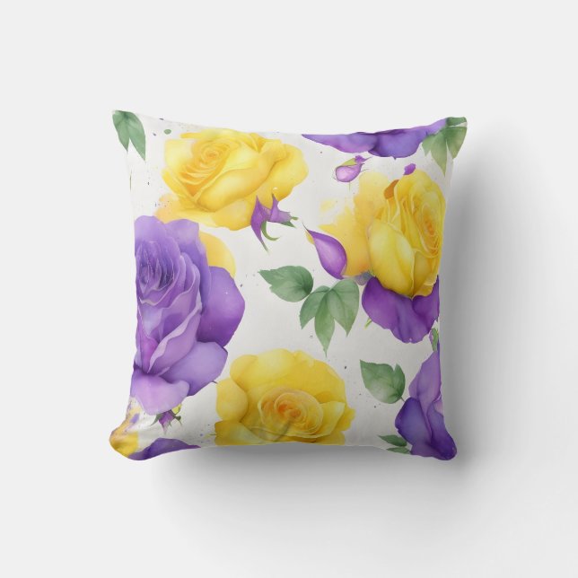 Lila Gelbe Rose Kissen (Vorderseite)