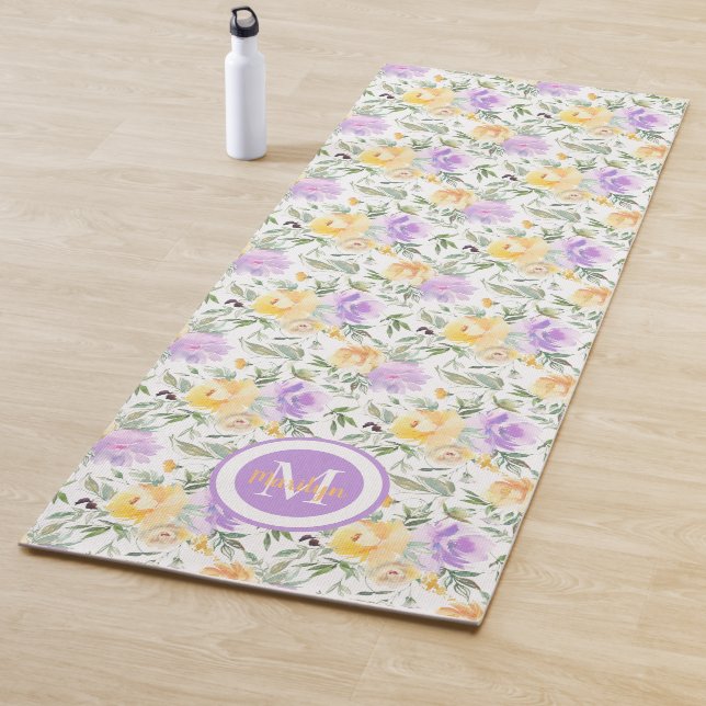 Lila Gelbe Rosen Blume Yogamatte (Beispiel)