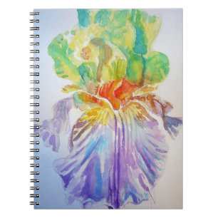 Lila Gelbe Schwertlilie Florale Blumen Notizbuch Notizblock