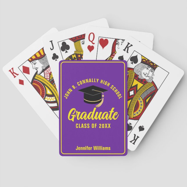 Lila-gelber Abschluss Custom 2025 Graduate Spielkarten (Rückseite)