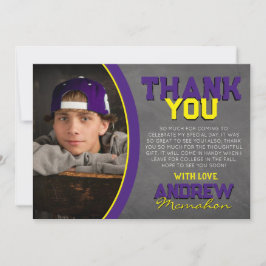 Lila gelber Chalkboard-Abschluss Danke-Karte Einladung