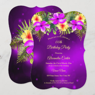 Lila gelber Hibiskus Tropische Blumenparty Einladung