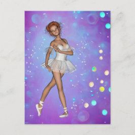 Lila-gelber Hintergrund und Ballerina Postkarte