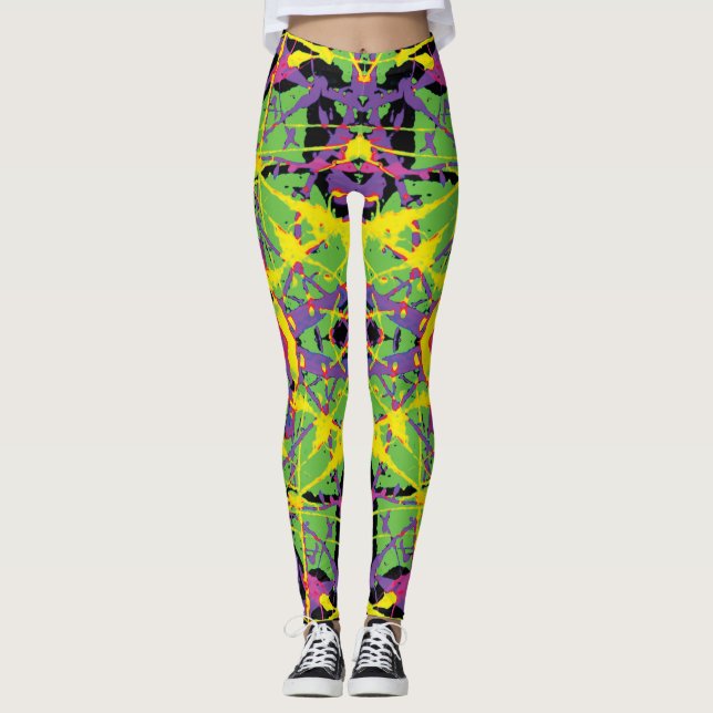 Lila-Gelber Kush-Spritzer Leggings (Vorderseite)