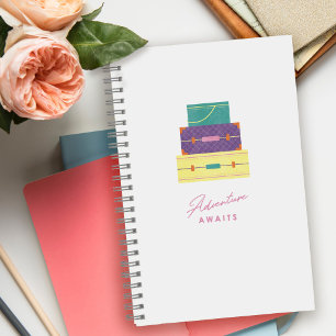 Lila gelbes Abenteuer wartet auf Spiral-Notebook Notizbuch