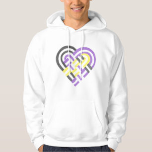 Lila gelbes Flag für nicht binäres Herz Hoodie