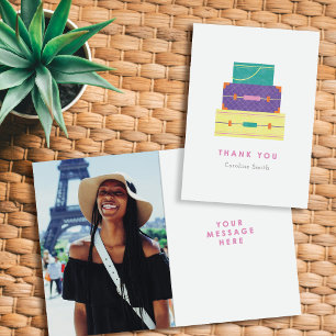 Lila Gelbes Gepäck Abschiedskarte Danke Karte