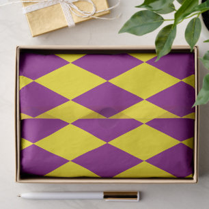 Lila-gelbes Harlekin-Karo-Design Seidenpapier