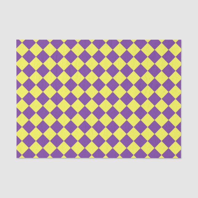 Lila-Gelbes Schachbrett Diamantmuster Seidenpapier (Vorderseite)
