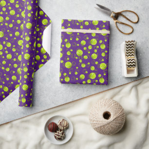 Lila-Gelbes Tennisball-Muster Geschenkpapier
