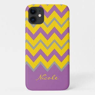 Lila-gelbes Zickzack Muster eleganter Individuelle iPhone 11 Hülle