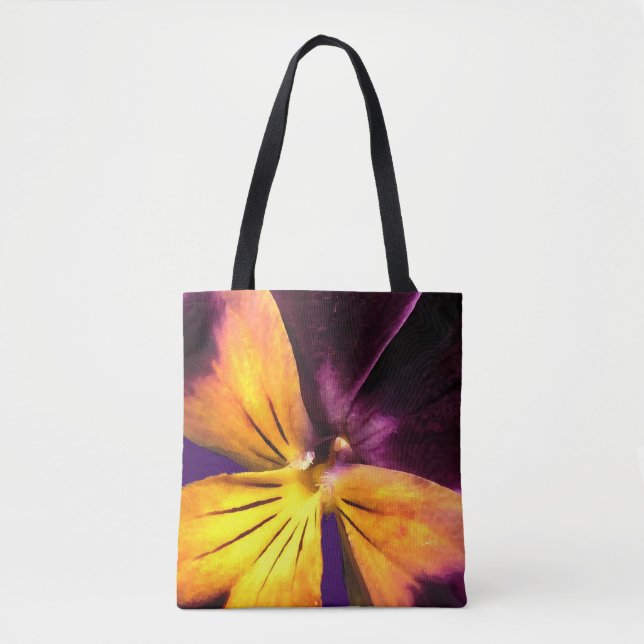 Lila Gelbgarten Blume Abstrakt Totbeutel Tasche (Vorderseite)