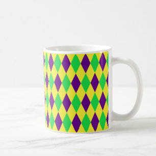 Lila-Gelbgrün-Harlequin-Muster Kaffeetasse