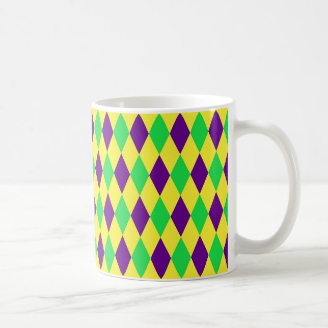 Lila-Gelbgrün-Harlequin-Muster Kaffeetasse (Rechts)