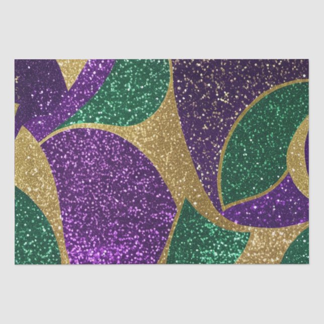 Lila-Gelbgrün-Mardi-Gras-Glitzer-Muster Seidenpapier (Vorderseite)