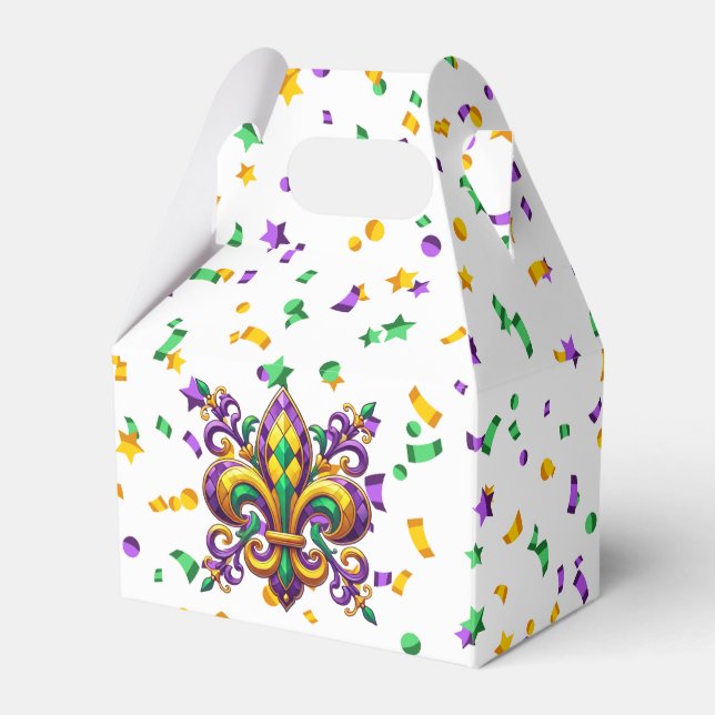 Lila-Gelbgrün Mardi Gras Lilie Geschenkschachtel (Vorderseite)