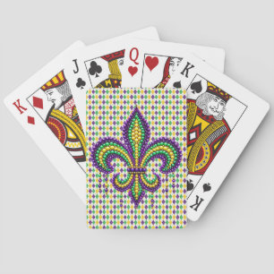 Lila-Gelbgrün Mardi Gras Lilie Spielkarten