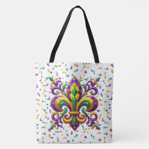 Lila-Gelbgrün Mardi Gras Lilie Tasche