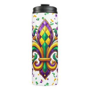 Lila-Gelbgrün Mardi Gras Lilie Thermosbecher