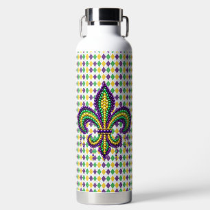 Lila-Gelbgrün Mardi Gras Lilie Trinkflasche