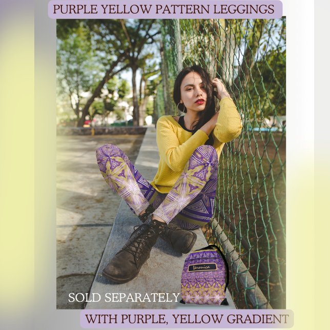Lila Gelbsternmuster Leggings (Purple Yellow Star pattern leggings and matching string bag sold separately)