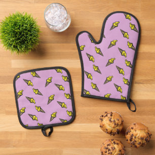 Lila Geleis Ofenhandschuh & Topflappen-Set