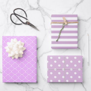 Lila Gemustertes Geschenkpapier Set