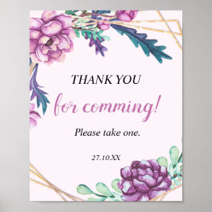 Lila Geometric Tropical Floral 30. Geburtstag Poster