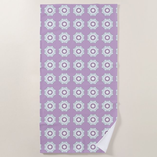Lila geometrisch floral gemustert  strandtuch (Vorderseite)